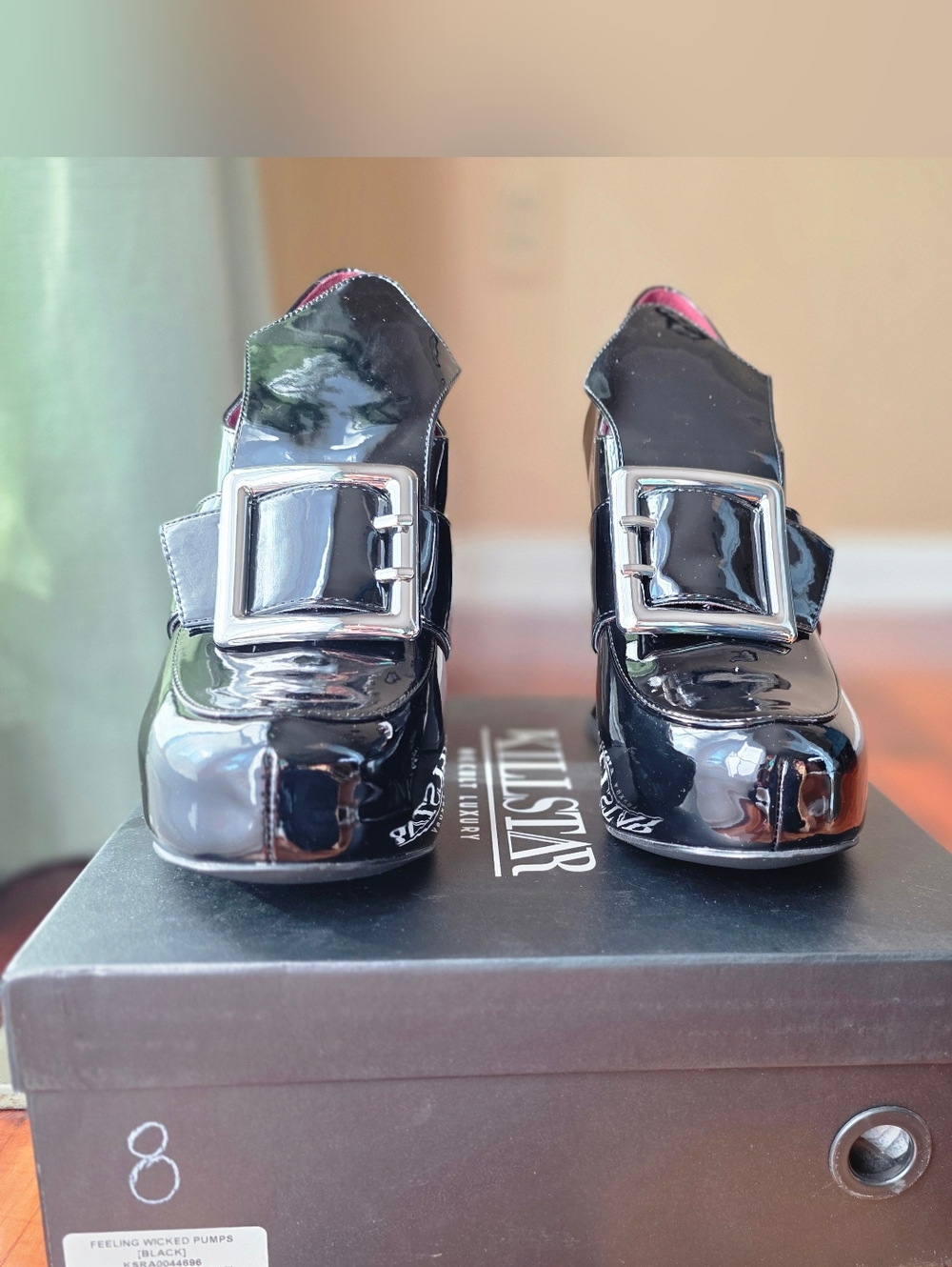 Killstar Black Patent Platform Buckle Heels - Picture 10 of 14